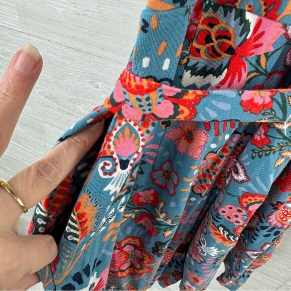 Boden Ruffle Neck Jersey Paisley Belted Romper - Picture 5 of 10